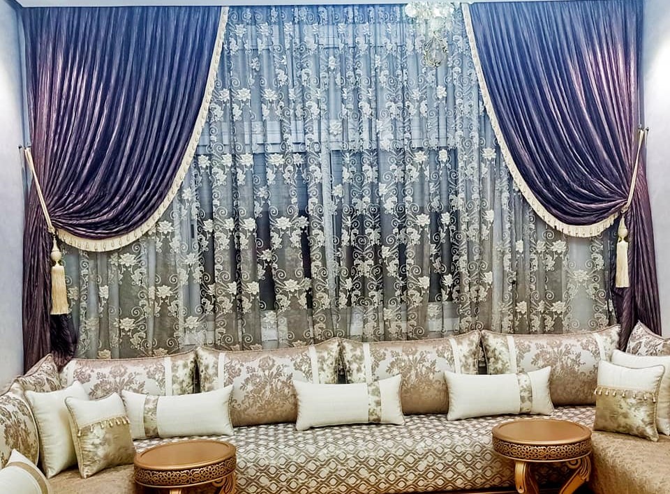 Rideau salon marocain gris